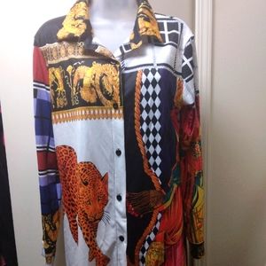 Long sleeve button down tunic dress